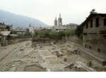 Vue générale du Sud de la platea du forum pendant les fouilles archéologiques du 1988 (place Caveri)