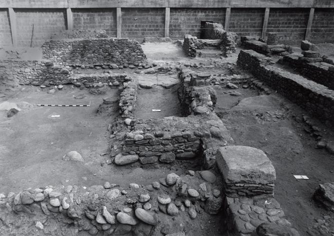 Vista da sud dell’area del presunto thermopolium durante gli scavi del 1971.