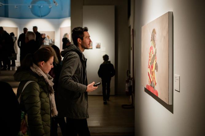 Inauguration de l'exposition "Amniotica" de Marco Bettio. Aoste, Église Saint Laurent, 3 novembre 2023